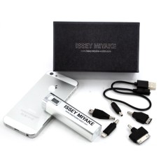 USB mobile battery charger 2600 mAh w/ LED power bank silver - Issey Miyake